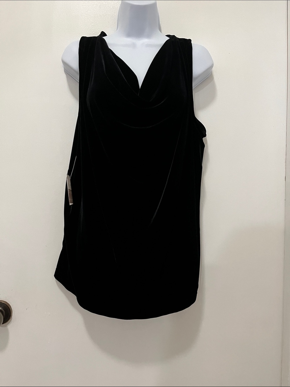 Women’s Black Velvet Draped Tank Top